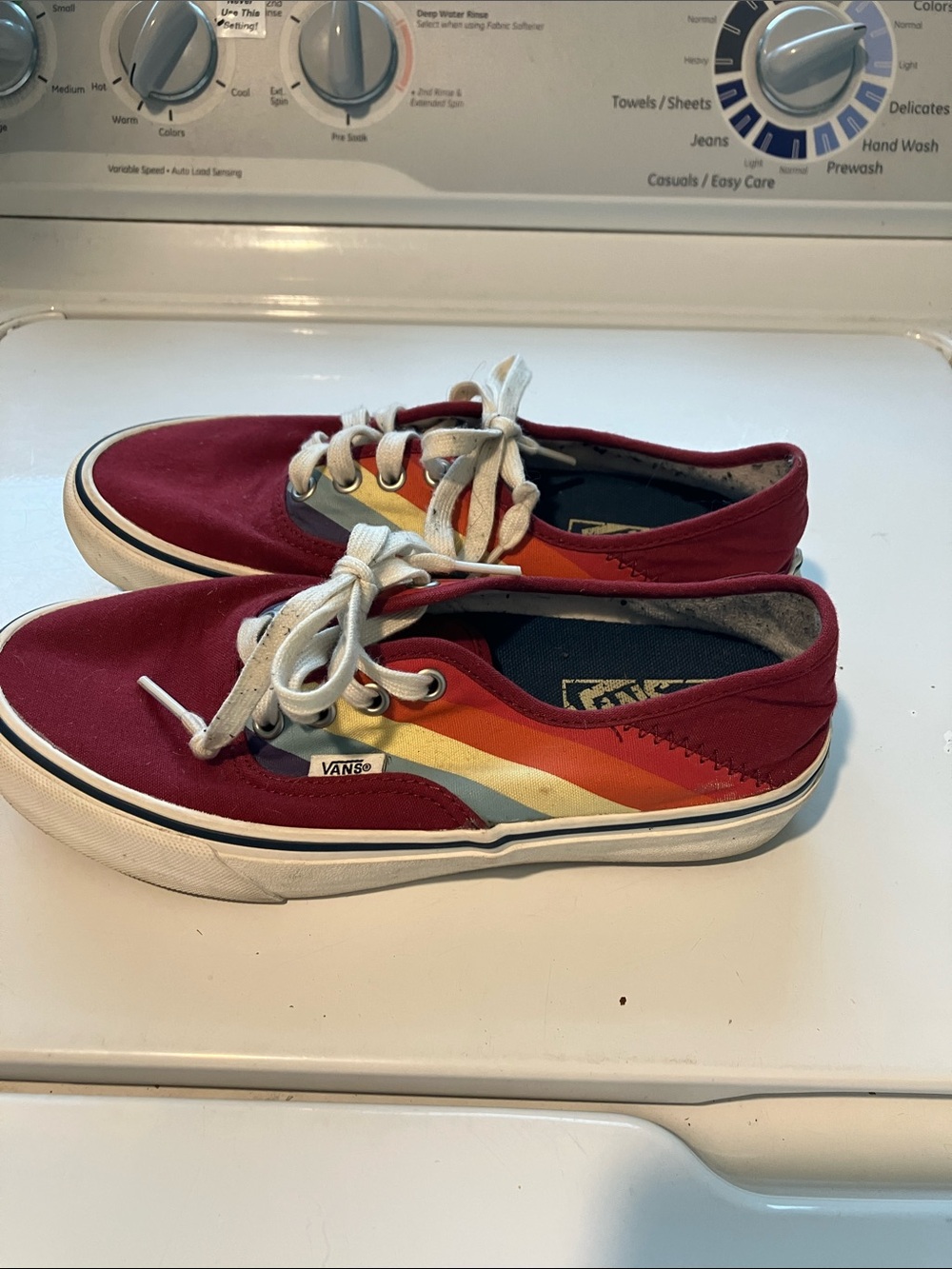 Vans red Canvas Sneakers Rad Rainbow authentic SF Stripe ultracush men’s 6 w 7.5 - Picture 3 of 9